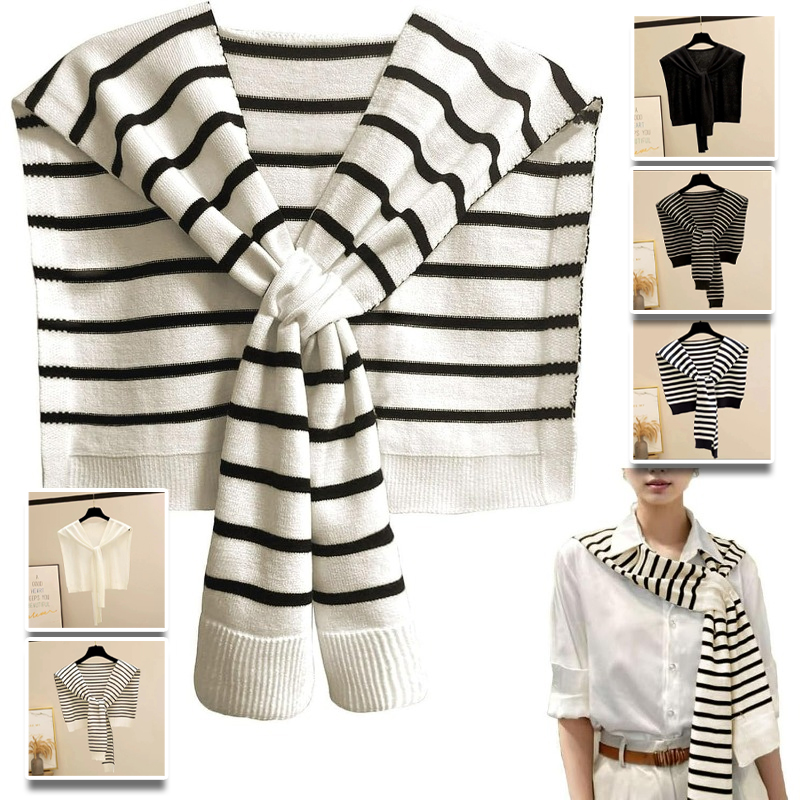Travel Accessories Neck - Knitted Striped Shawl Wrap High End