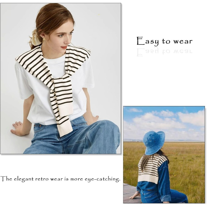 Knitted Striped Shawl Wrap Hig - Travel Accessories Neck 评论和价格