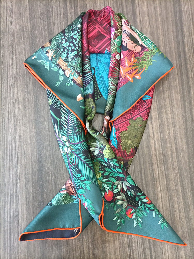 Silk Scarf 90CM Women Hand Rol - Travel Accessories Neck 评论和价格